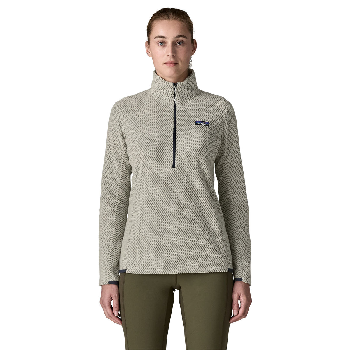 Patagonia Womens R1 Air Fleece Zip-Neck Birch White