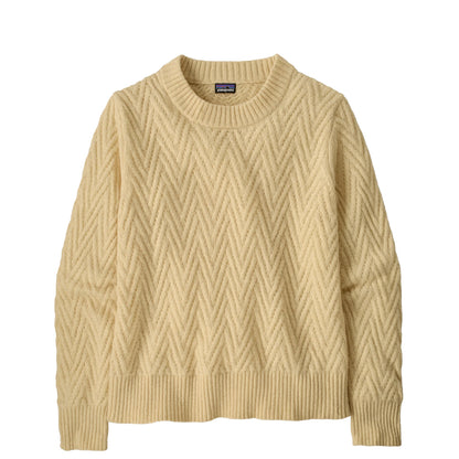 Patagonia Womens Recycled Wool-Blend Crewneck Sweater Chevron Cable Dark Natural