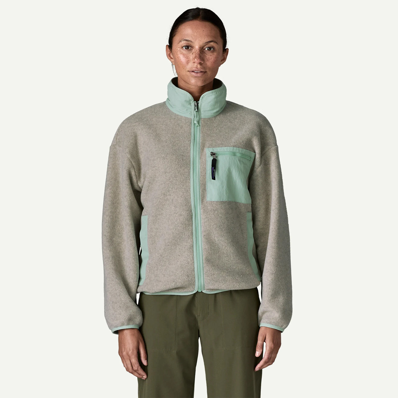 Patagonia Womens Synch Jacket Oatmeal Heather / Thin Ice - The Sporting Lodge