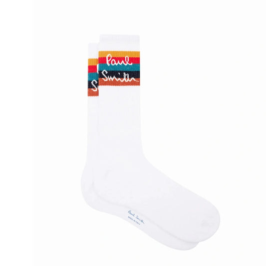 Paul Smith Artist Stripe Logo Socks White - The Sporting Lodge