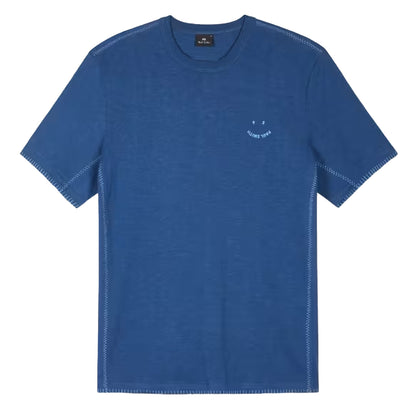 Paul Smith Blanket-Stitch Happy T-Shirt BLue
