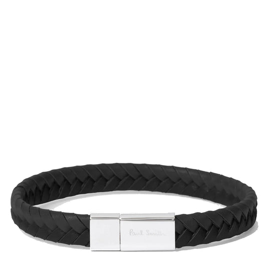 Paul Smith Braided Leather Bracelet Black - The Sporting Lodge