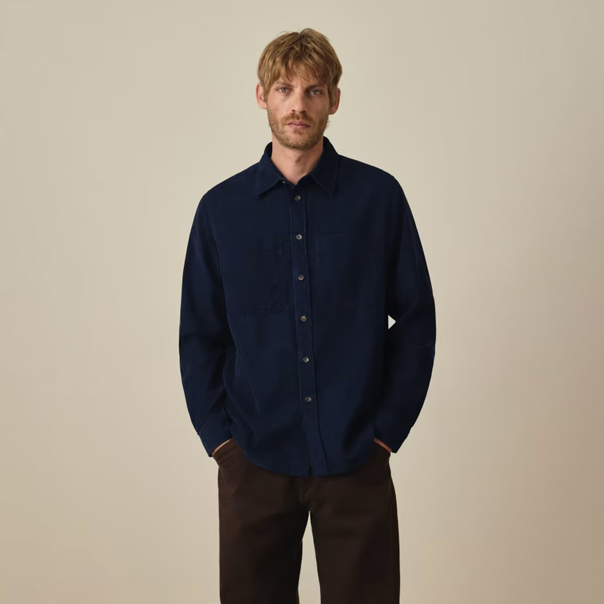 Paul Smith Corduroy Patch Pocket L/S Shirt Navy