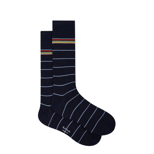 Paul Smith Cotton-Blend Pinstripe Socks Navy - The Sporting Lodge