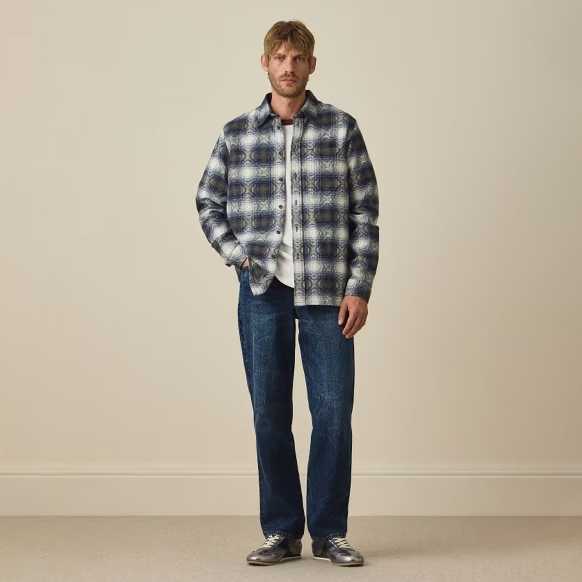Paul Smith Cotton Jacquard Check Overshirt Blue