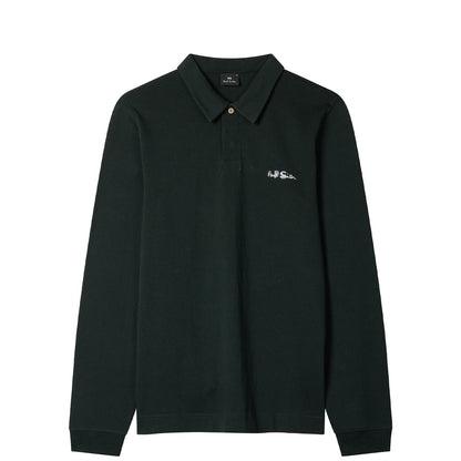 Paul Smith Cotton Logo Long-Sleeve Rugby Shirt Dark Green