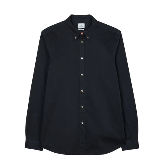 Paul Smith Cotton Sateen Garment-Dyed Shirt Navy