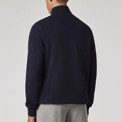 Paul Smith Cotton Zebra Logo Zip-Neck Sweatshirt Navy Blue