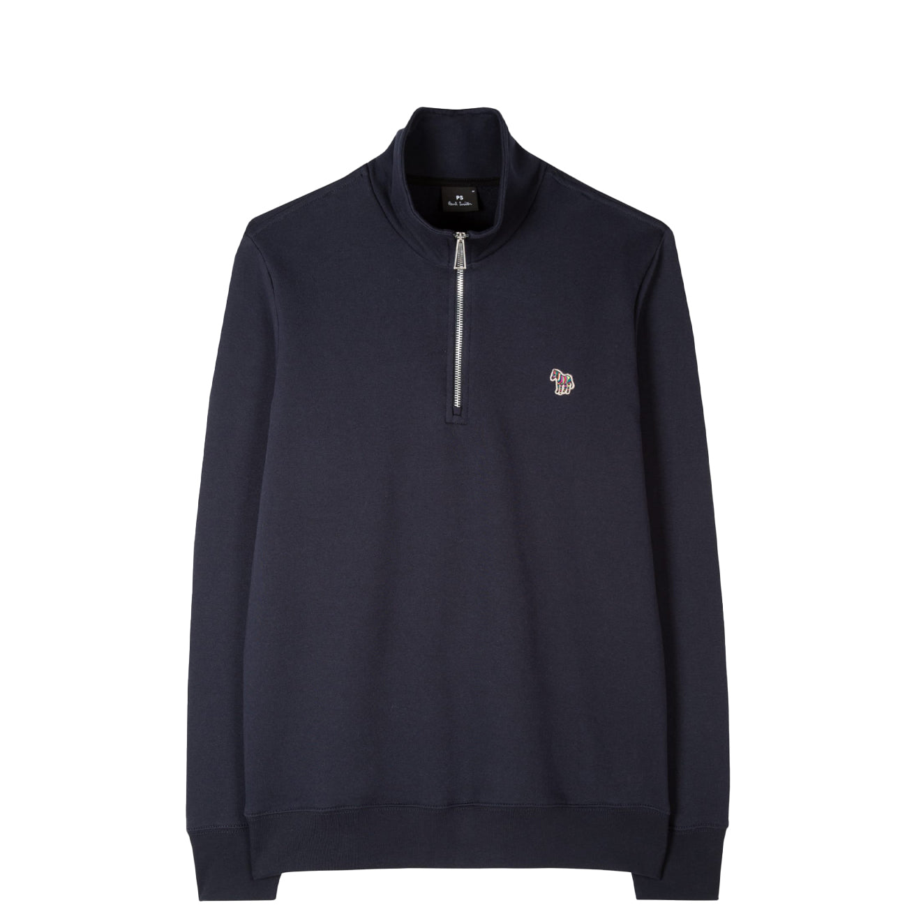 Paul Smith Cotton Zebra Logo Zip-Neck Sweatshirt Navy Blue
