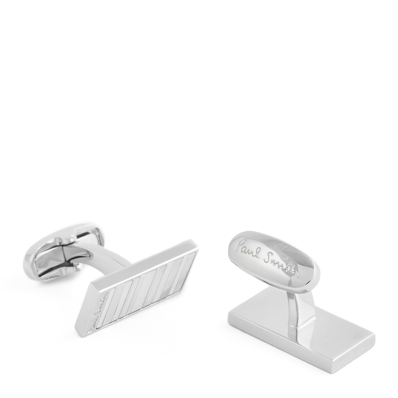 Paul Smith Cufflink Silver Stripe Mother of Pearl