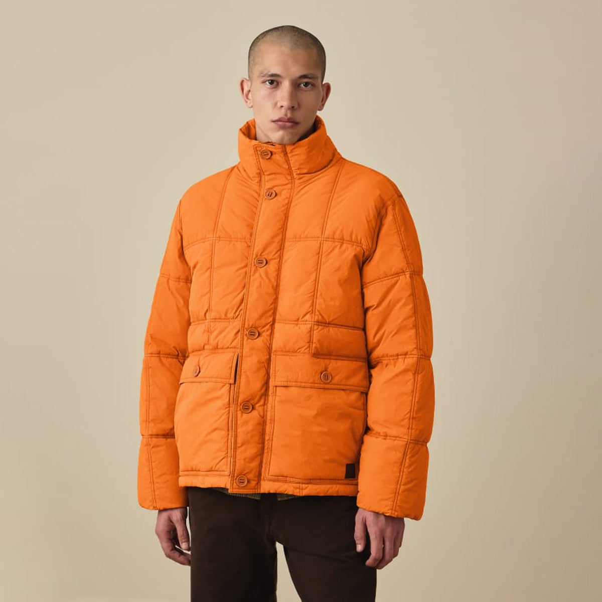 Paul Smith Enzyme-Washed Padded Jacket Orange