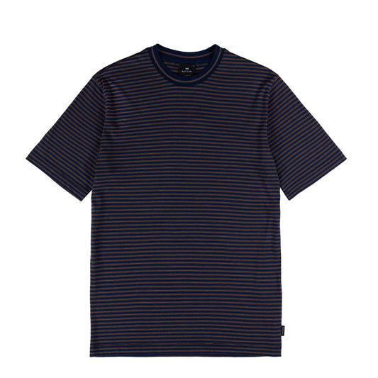 Paul Smith Fine Stripe Casual Fit T Shirt Blue / Tan