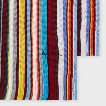 Paul Smith Knitted Merino Wool Scarf Signature Stripe