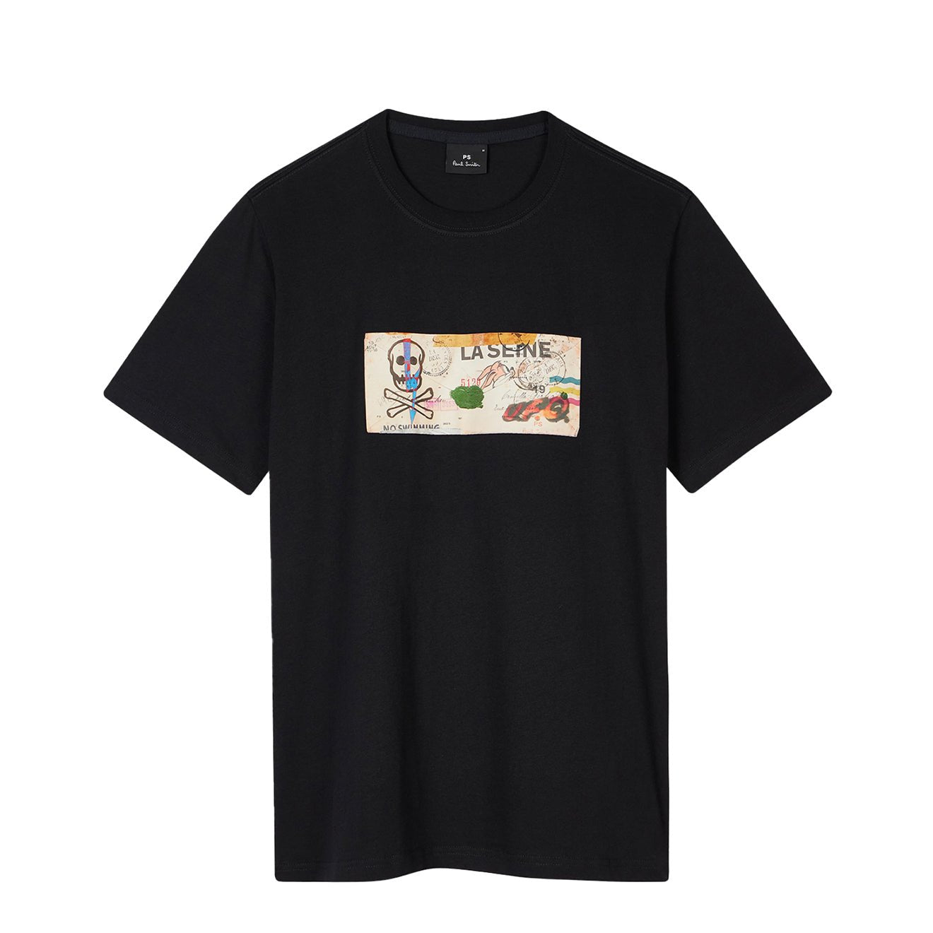 Paul Smith La Seine Card Organic-Cotton T-Shirt Black