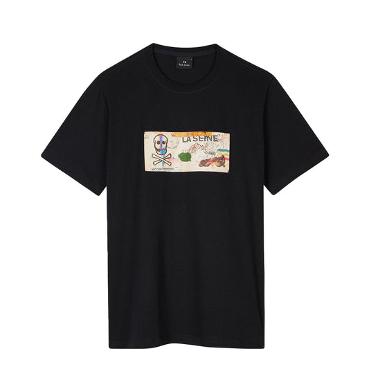 Paul Smith La Seine Card Organic-Cotton T-Shirt Black