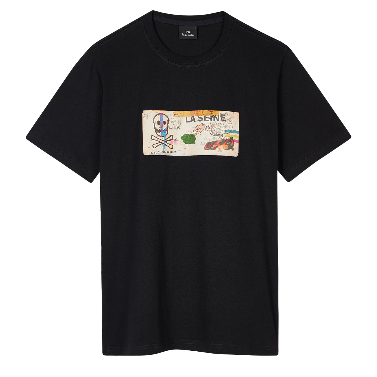 Paul Smith La Seine Card Organic-Cotton T-Shirt Black