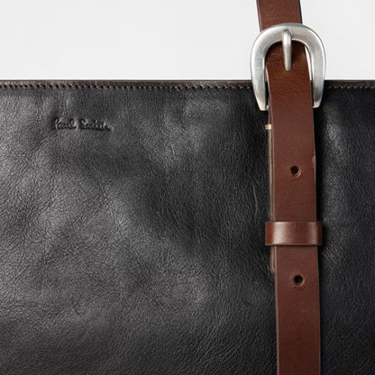 Paul Smith Leather Duffle Tote Bag Black
