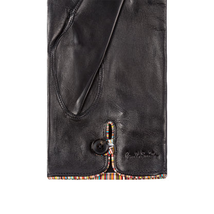 Paul Smith Leather Gloves With Signature Stripe Piping Black