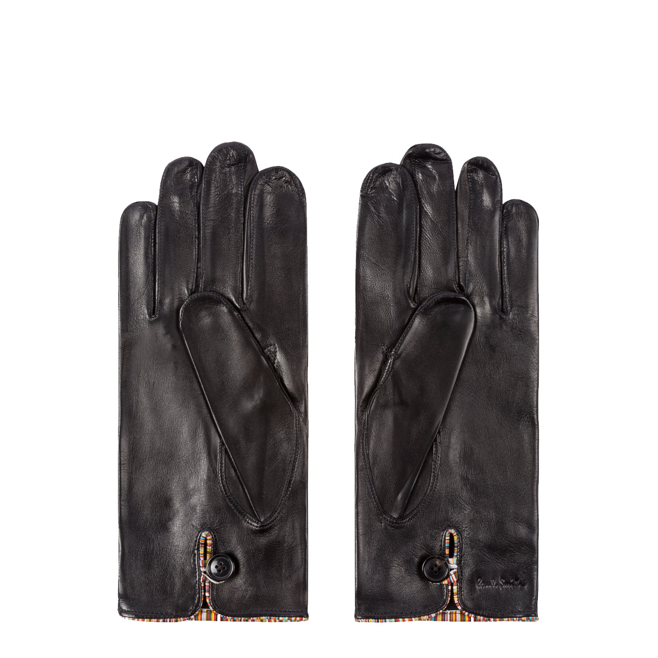 Paul Smith Leather Gloves With Signature Stripe Piping Black