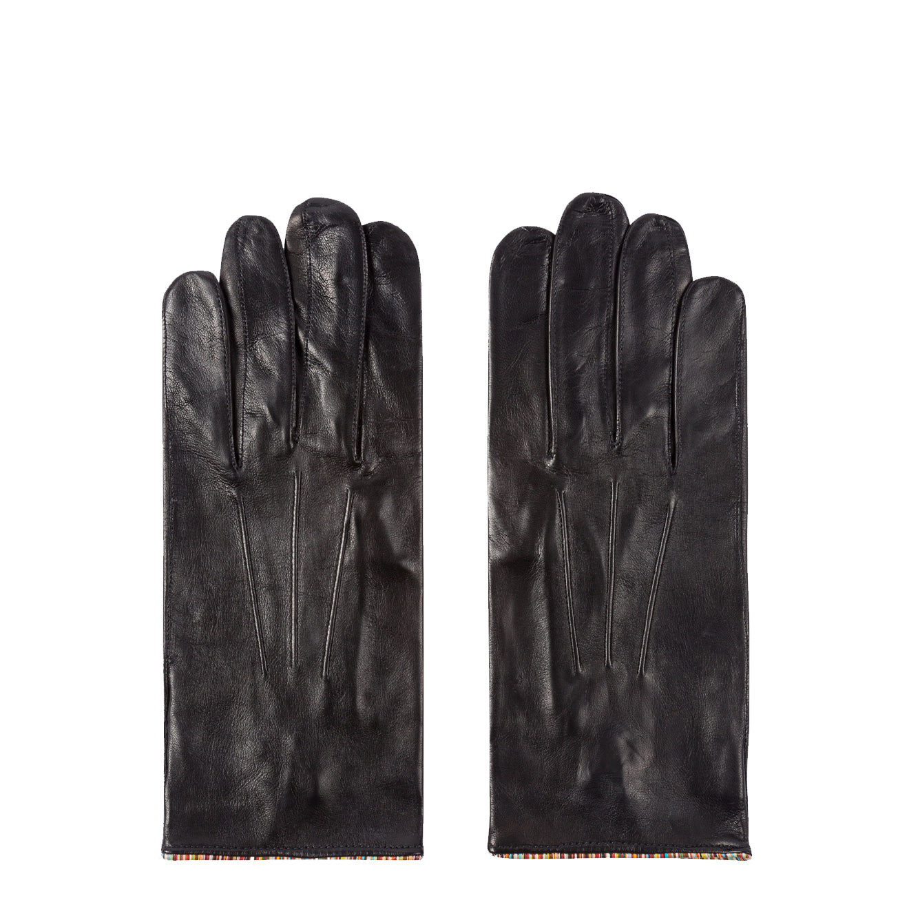 Paul Smith Leather Gloves With Signature Stripe Piping Black