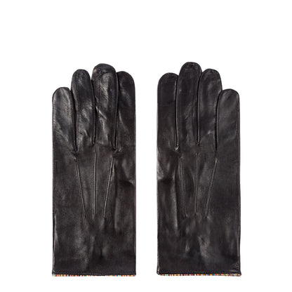 Paul Smith Leather Gloves With Signature Stripe Piping Black