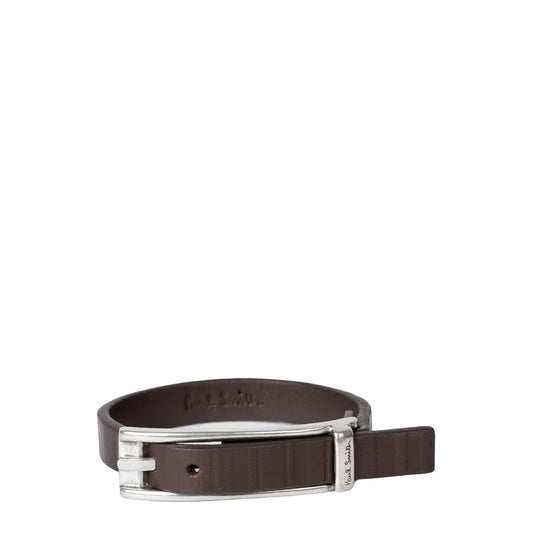 Paul Smith Leather Shadow Stripe Bracelet Brown - The Sporting Lodge