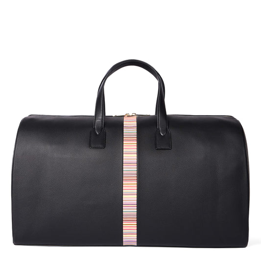 Paul Smith Leather Signature Stripe Holdall Black - The Sporting Lodge