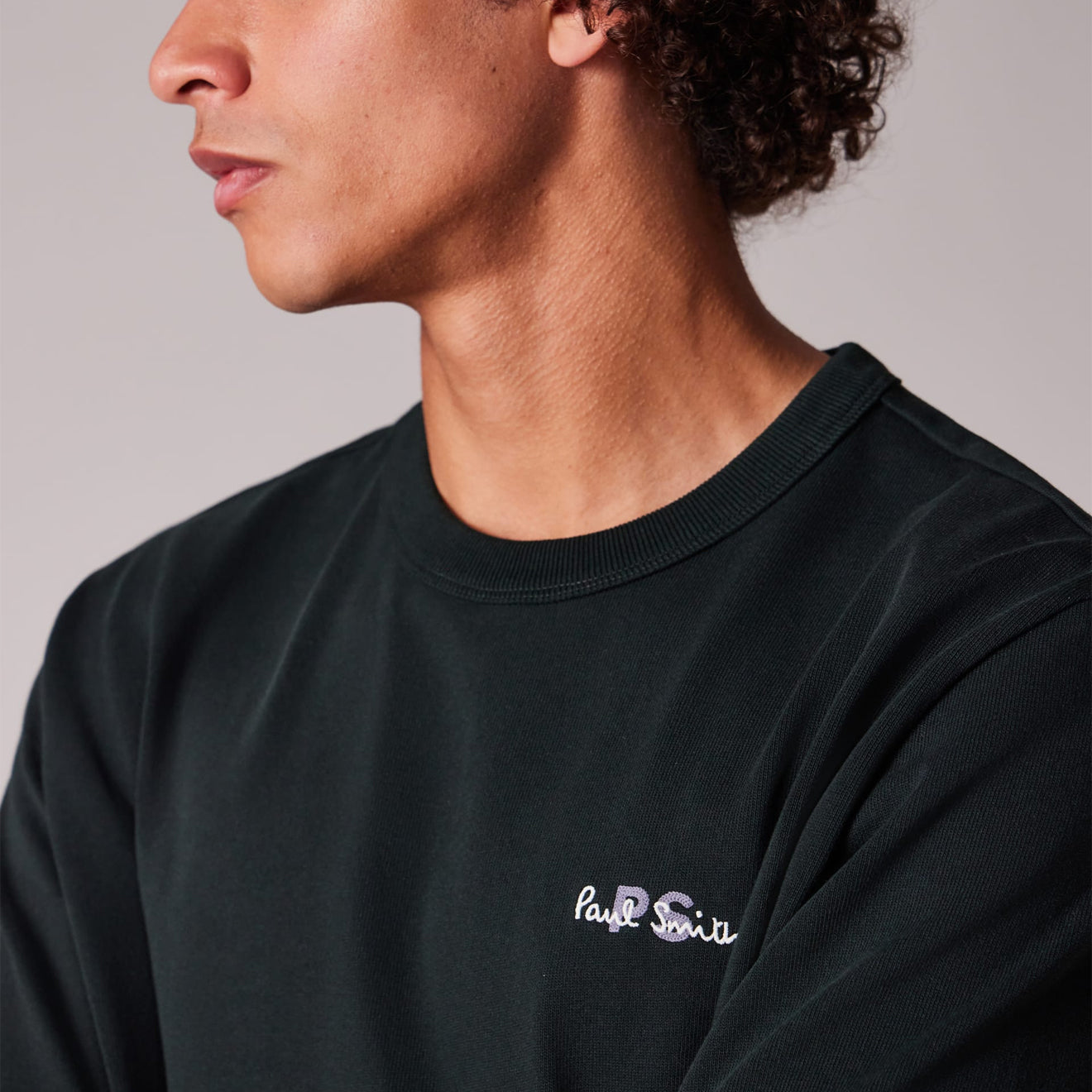 Paul Smith Logo Embroidery Cotton T-Shirt Dark Green
