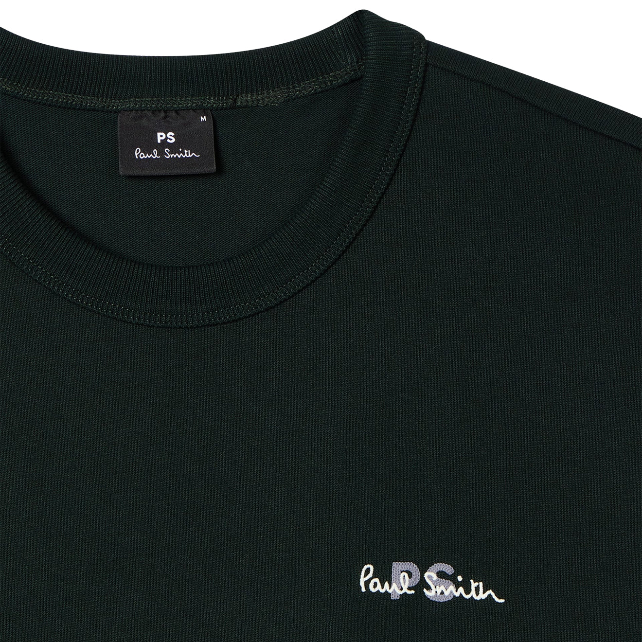 Paul Smith Logo Embroidery Cotton T-Shirt Dark Green