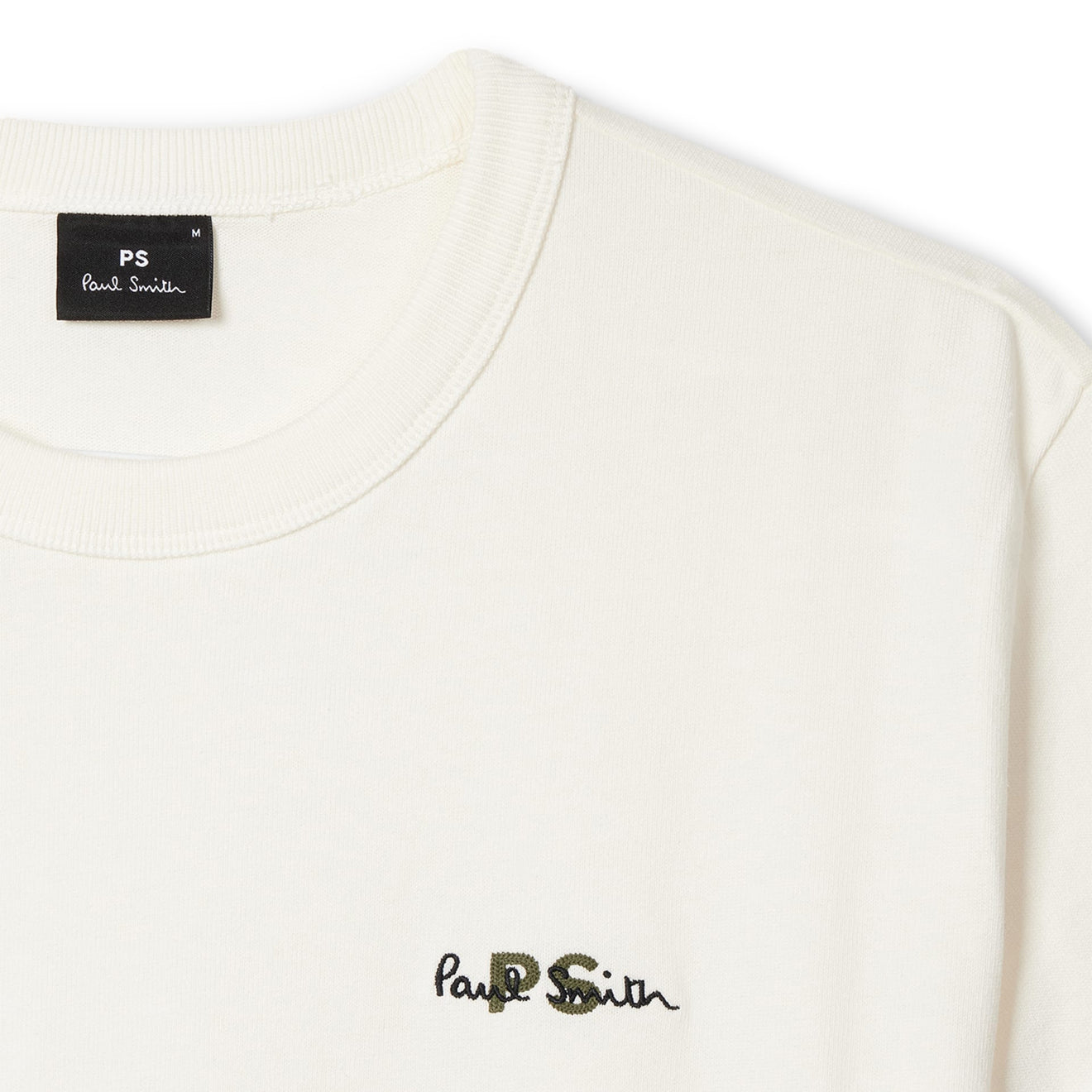 Paul Smith Logo Embroidery Cotton T-Shirt Ecru