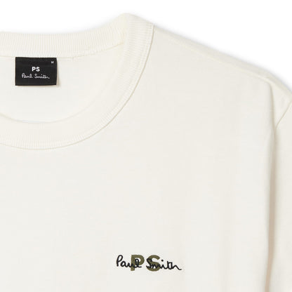 Paul Smith Logo Embroidery Cotton T-Shirt Ecru