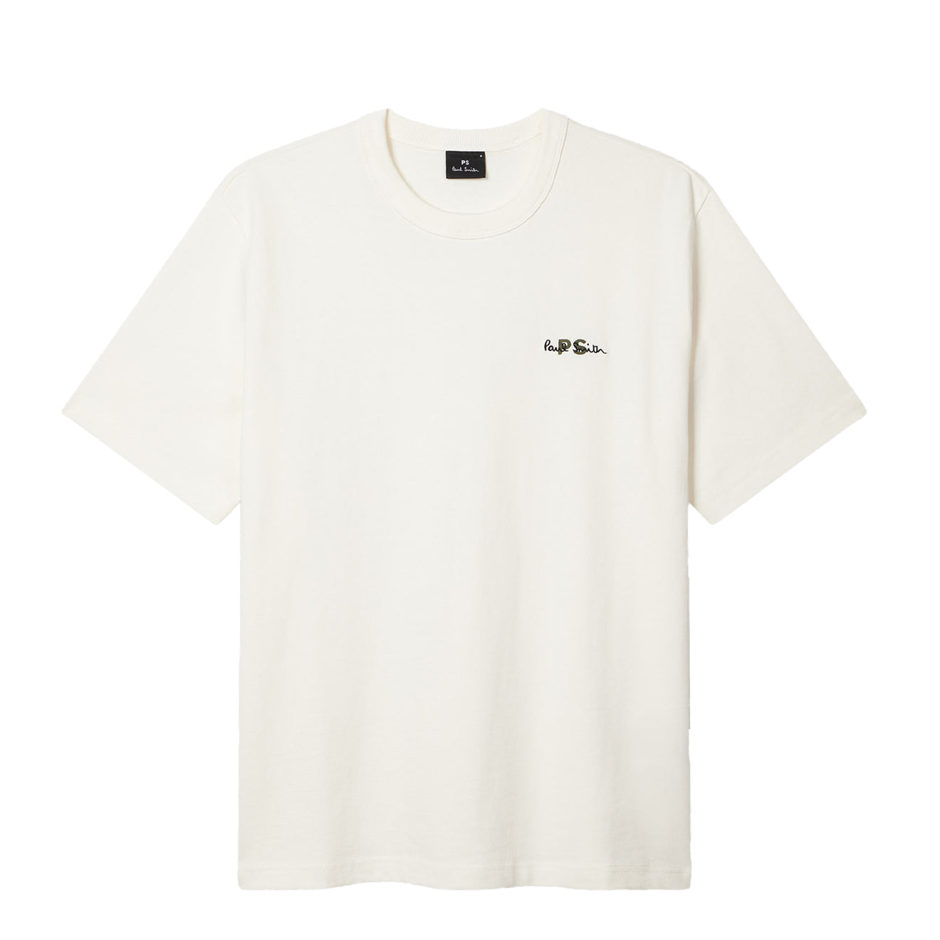 Paul Smith Logo Embroidery Cotton T-Shirt Ecru