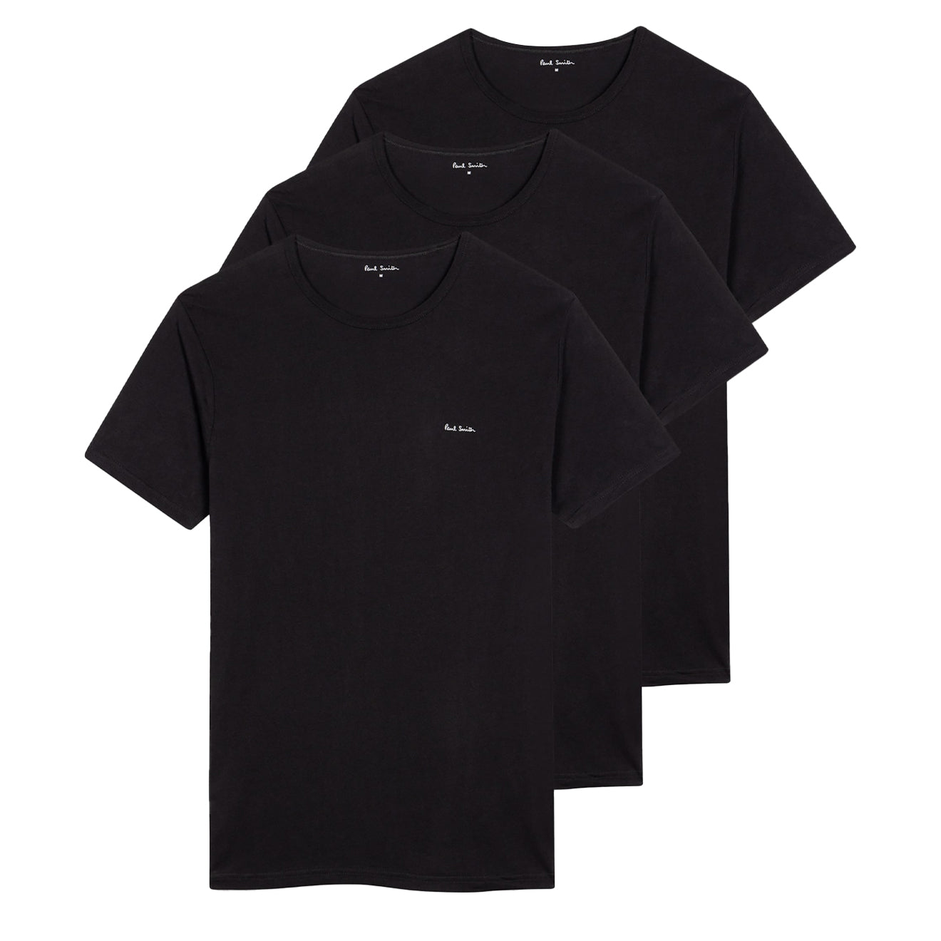 Paul Smith Logo Organic Cotton Lounge T-Shirts Three Pack Black