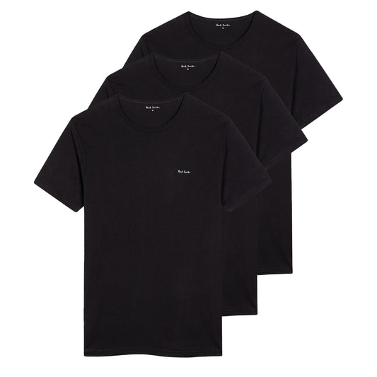 Paul Smith Logo Organic Cotton Lounge T-Shirts Three Pack Black