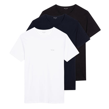 Paul Smith Organic Cotton Logo Lounge T-Shirts Three Pack White / Black / Navy