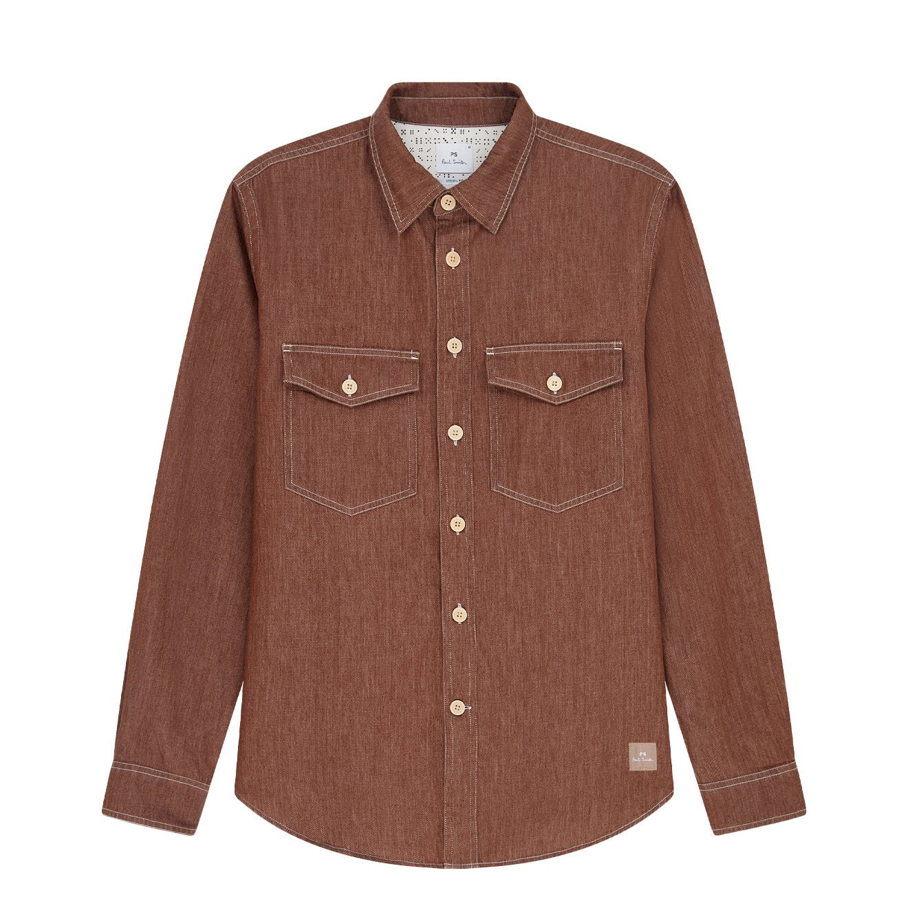 Paul Smith Mens LS Casual Fit Shirt Brown