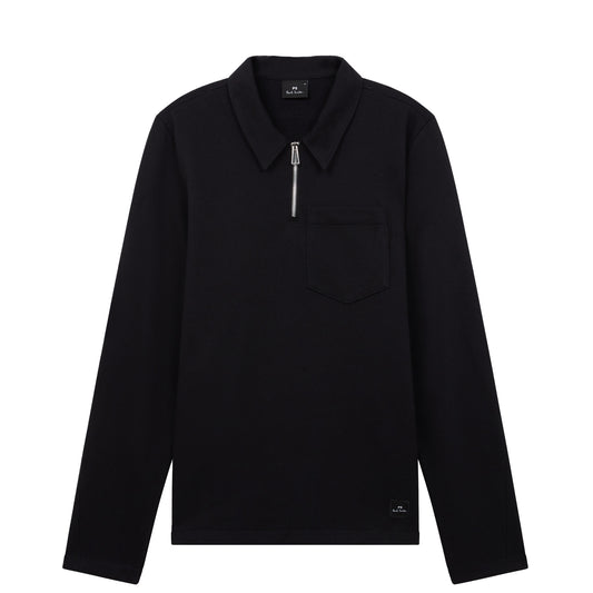 Paul Smith Mens Reg Fit Half Zip Collar Sweat Black