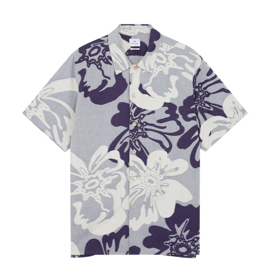 Paul Smith Mens SS Casual Fit Shirt Floral Jacquard / Pale Blue