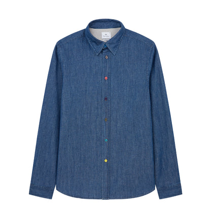 Paul Smith Mens Tailored-Fit Rinse Denim Shirt Rinse Denim