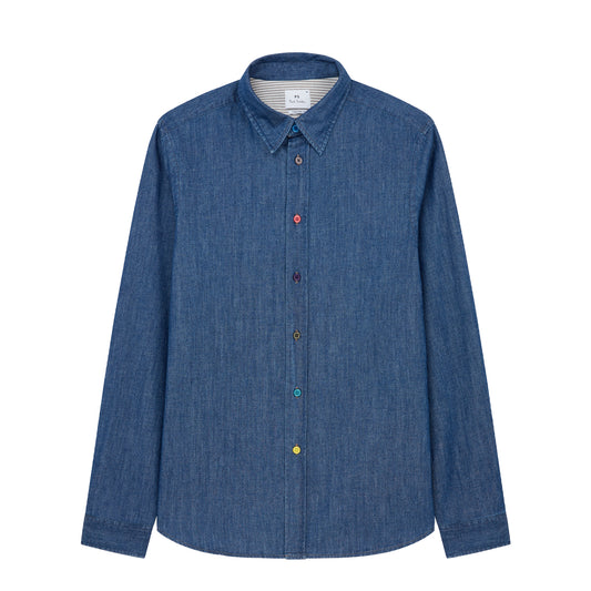 Paul Smith Mens Tailored-Fit Rinse Denim Shirt Rinse Denim