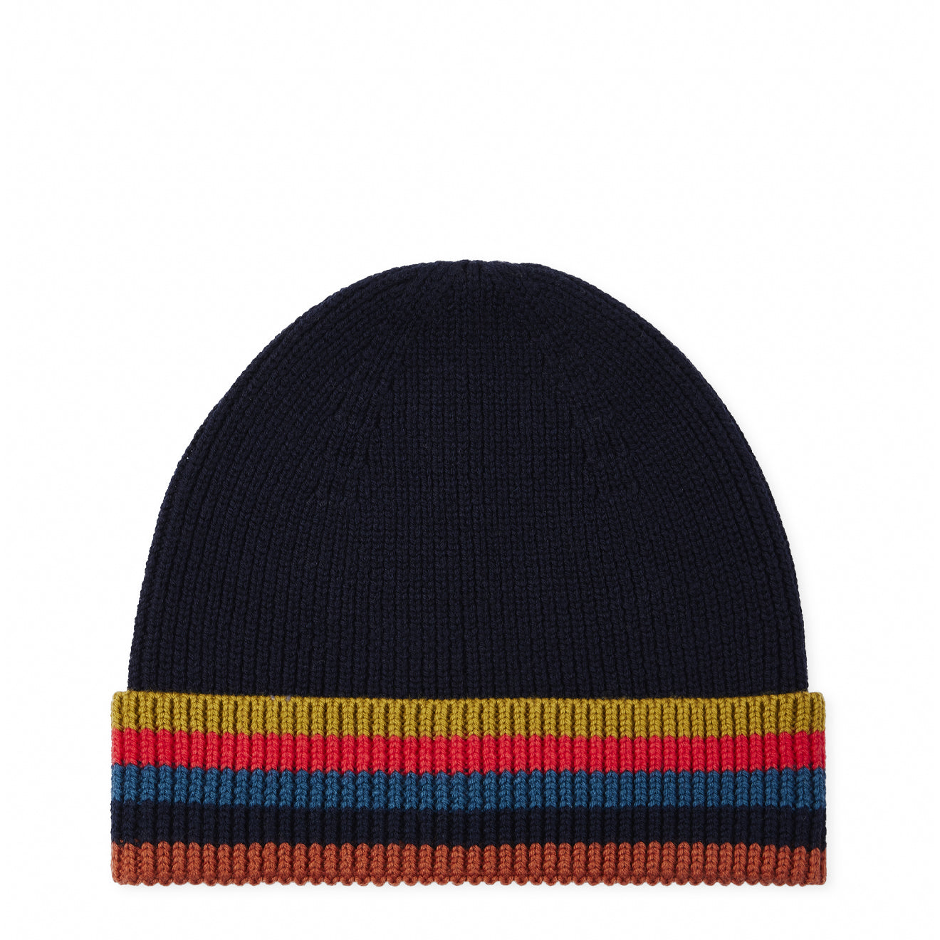 Paul Smith Merino Wool Artist Stripe Beanie Navy Blue