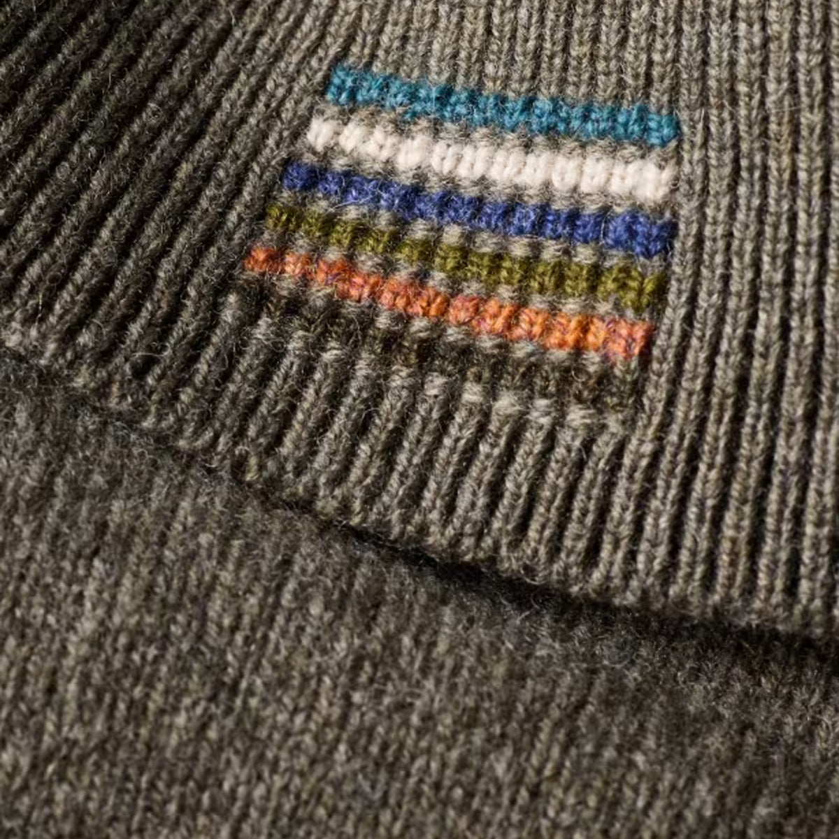 Paul Smith Merino Wool Long-Sleeve Polo Shirt Khaki Green