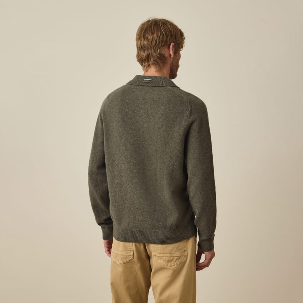 Paul Smith Merino Wool Long-Sleeve Polo Shirt Khaki Green