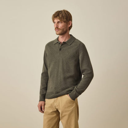 Paul Smith Merino Wool Long-Sleeve Polo Shirt Khaki Green