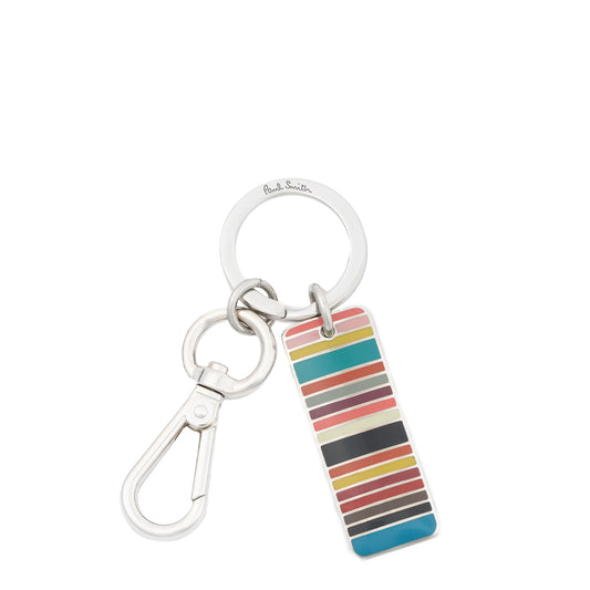 Paul Smith Metal Keyring Tab Signature Stripe