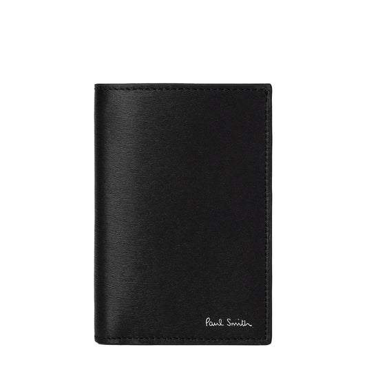 Paul Smith Mini Stripe Leather Bi-Fold Wallet Black - The Sporting Lodge
