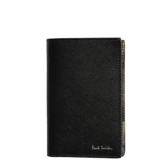 Paul Smith Mini Stripe Leather Credit Card Wallet Black - The Sporting Lodge