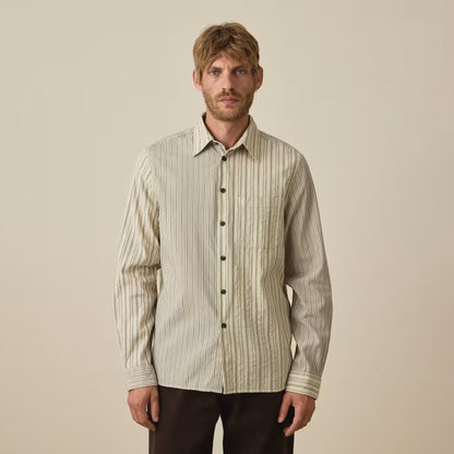 Paul Smith Mix Up Stripe Cotton Shirt Ecru