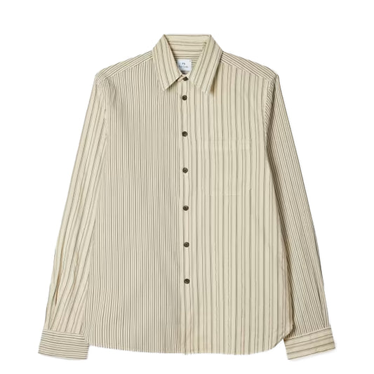 Paul Smith Mix Up Stripe Cotton Shirt Ecru