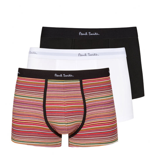 Paul Smith Organic Cotton Boxer Briefs 3 Pack Signature Stripe / White / Black